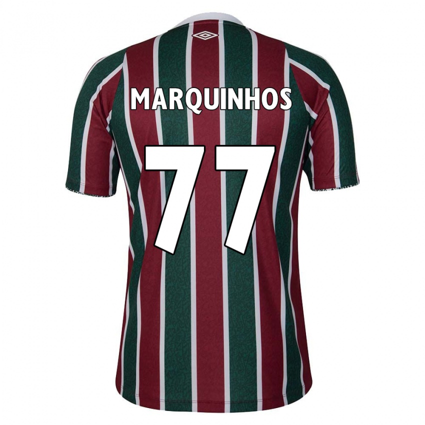 Niño Camiseta Marquinhos #77 Verde Granate Blanco 1ª Equipación 2024/25 La Camisa Argentina