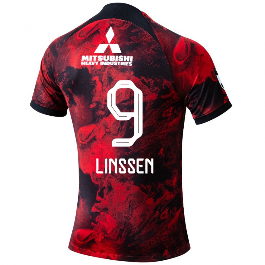 Niño Camiseta Bryan Linssen #9 Negro Rojo 1ª Equipación 2024/25 La Camisa Argentina