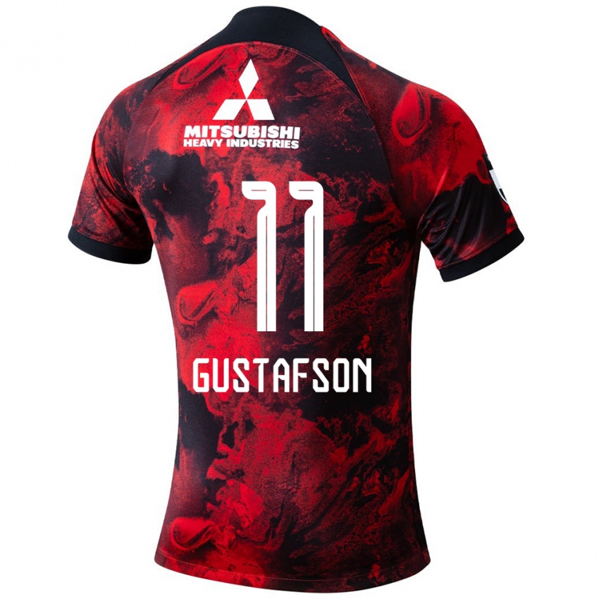 Niño Camiseta Samuel Gustafson #11 Negro Rojo 1ª Equipación 2024/25 La Camisa Argentina