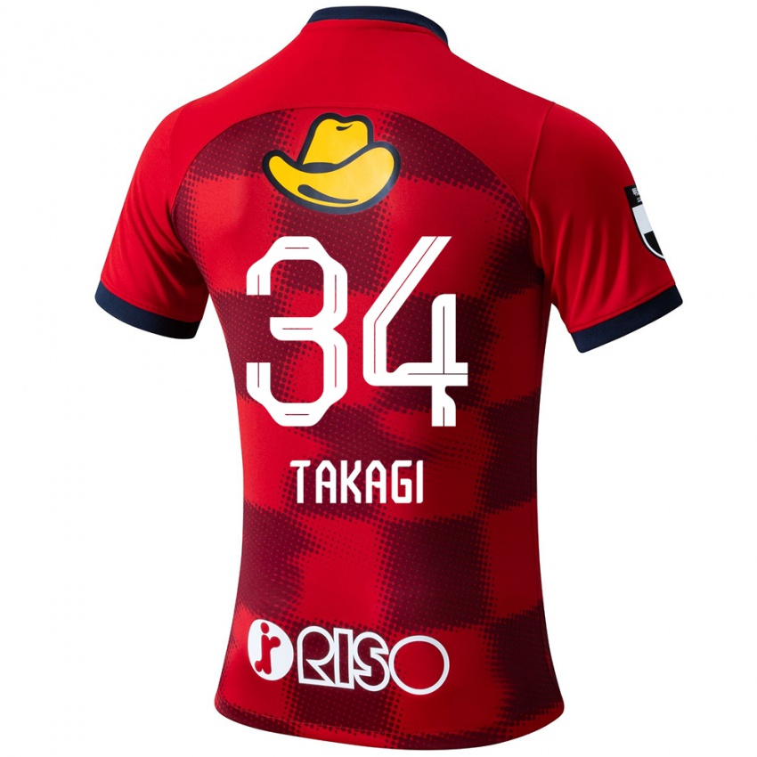 Niño Camiseta Haruto Takagi #34 Rojo Azul Blanco 1ª Equipación 2024/25 La Camisa Argentina