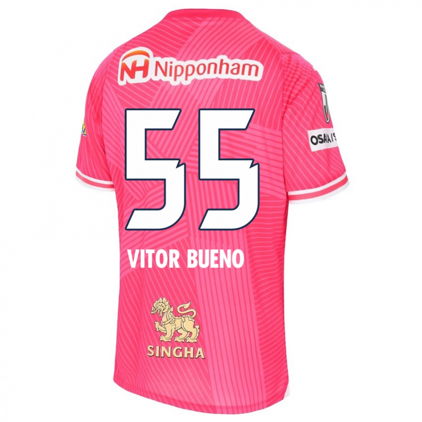 Niño Camiseta Vitor Bueno #55 Rosa Blanco 1ª Equipación 2024/25 La Camisa Argentina