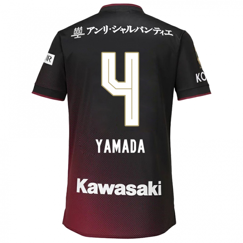 Niño Camiseta Kaito Yamada #4 Negro Rojo 1ª Equipación 2024/25 La Camisa Argentina