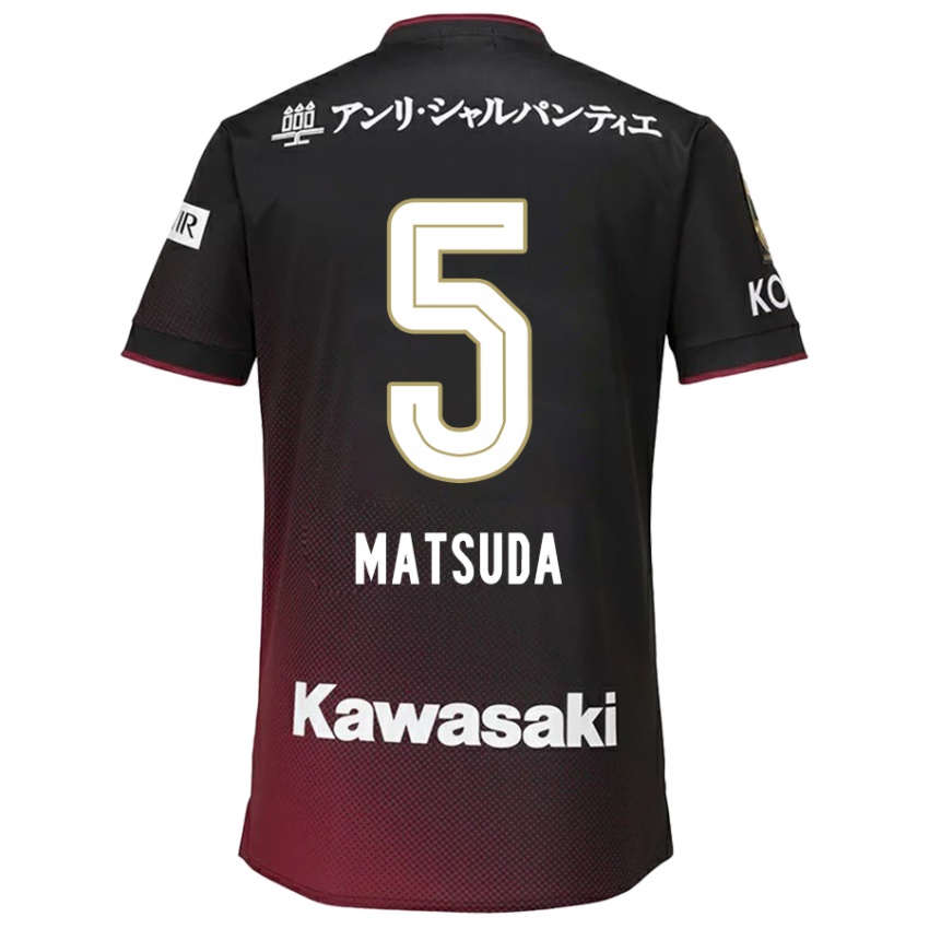 Niño Camiseta Shido Matsuda #5 Negro Rojo 1ª Equipación 2024/25 La Camisa Argentina