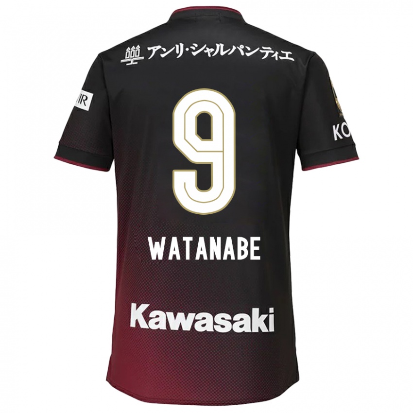 Niño Camiseta Hayato Watanabe #9 Negro Rojo 1ª Equipación 2024/25 La Camisa Argentina