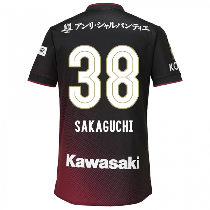 Niño Camiseta Yuki Sakaguchi #38 Negro Rojo 1ª Equipación 2024/25 La Camisa Argentina