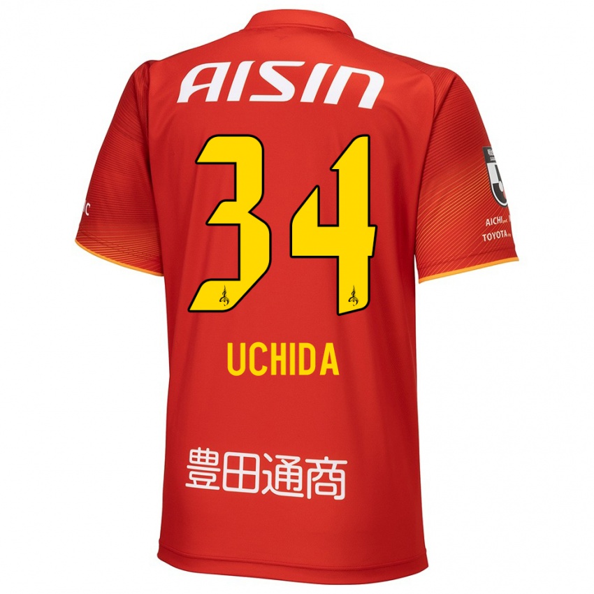 Niño Camiseta Takuya Uchida #34 Rojo Blanco Amarillo 1ª Equipación 2024/25 La Camisa Argentina