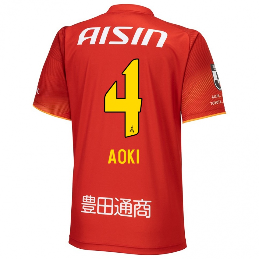 Niño Camiseta Masamune Aoki #4 Rojo Blanco Amarillo 1ª Equipación 2024/25 La Camisa Argentina