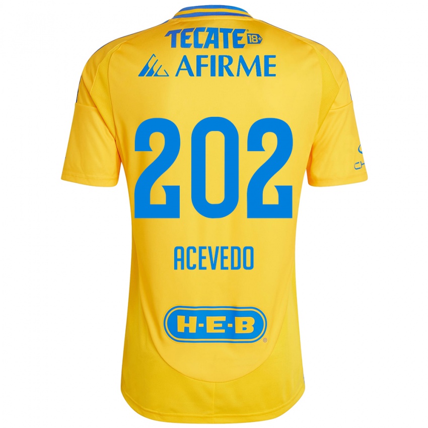 Niño Camiseta José Acevedo #202 Oro Amarillo 1ª Equipación 2024/25 La Camisa Argentina