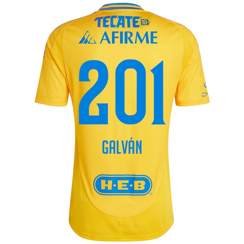 Niño Camiseta Isac Galván #201 Oro Amarillo 1ª Equipación 2024/25 La Camisa Argentina