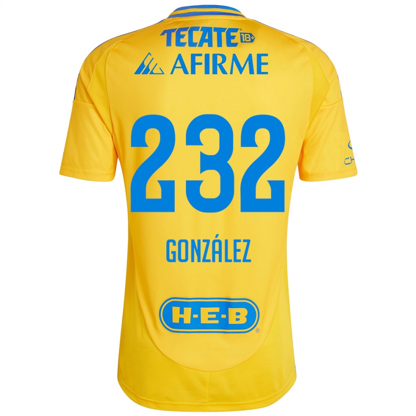 Niño Camiseta César González #232 Oro Amarillo 1ª Equipación 2024/25 La Camisa Argentina