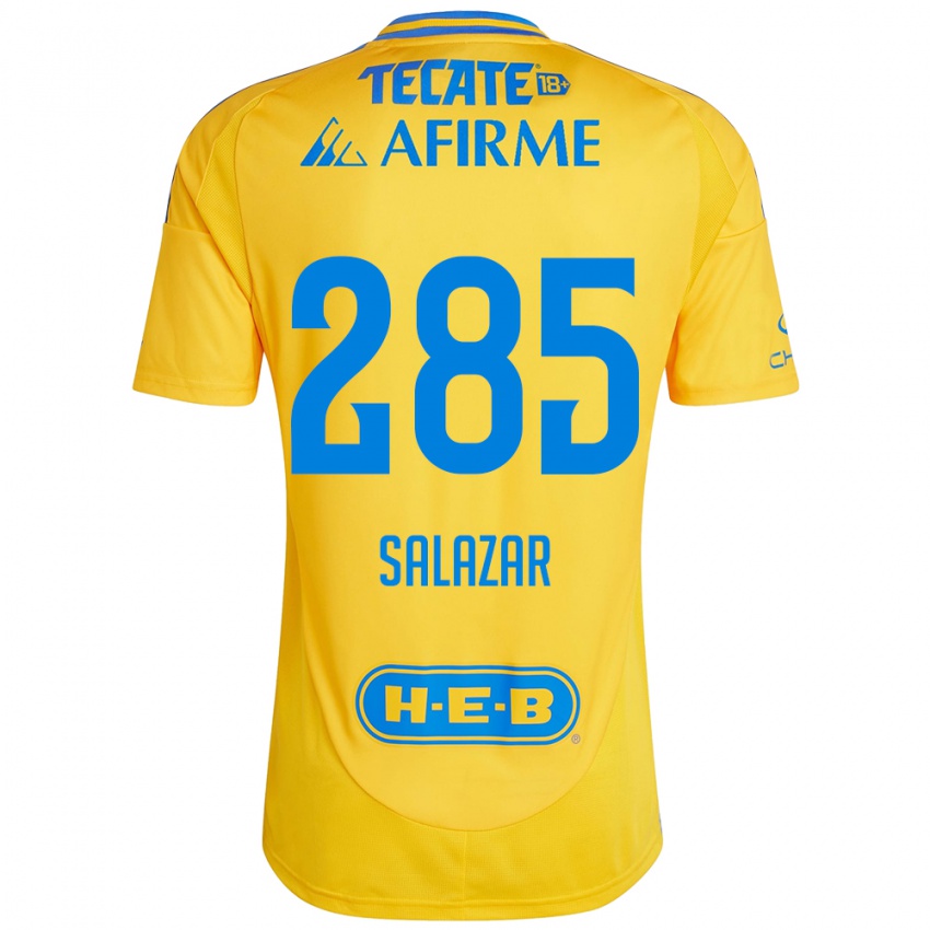 Niño Camiseta Bryan Salazar #285 Oro Amarillo 1ª Equipación 2024/25 La Camisa Argentina