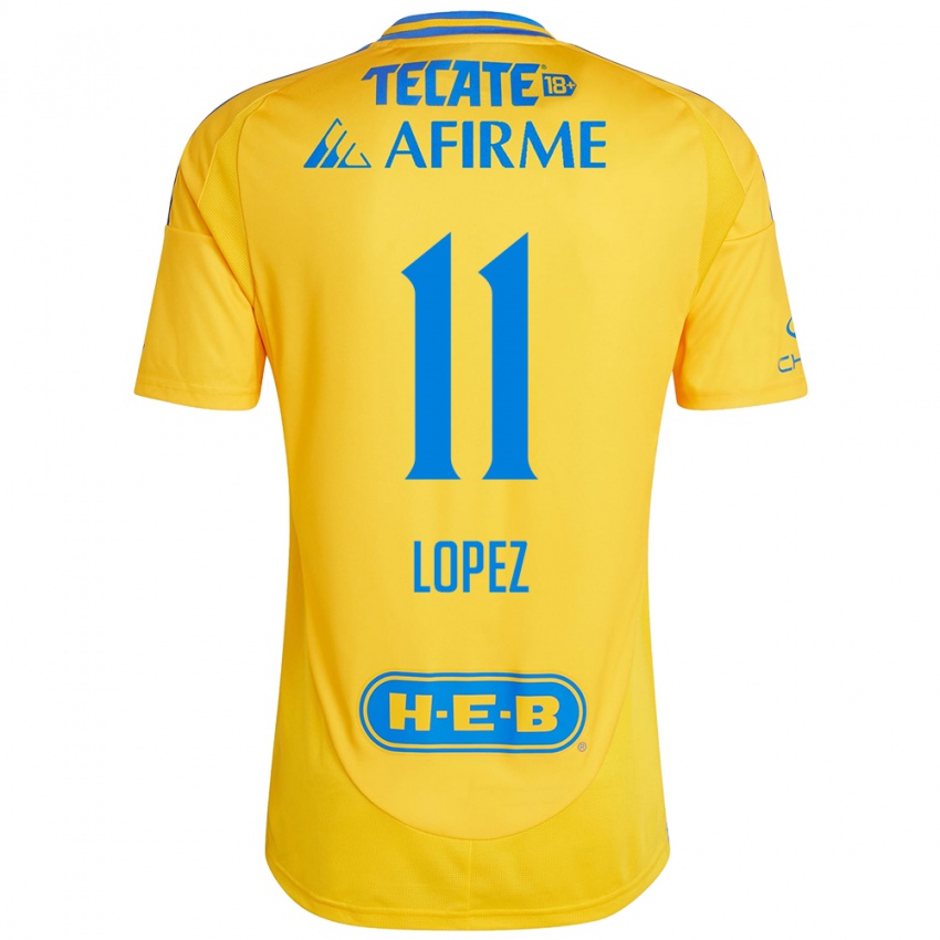 Niño Camiseta Nicolas Lopez #11 Oro Amarillo 1ª Equipación 2024/25 La Camisa Argentina