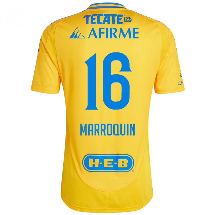 Niño Camiseta Ammanda Marroquin #16 Oro Amarillo 1ª Equipación 2024/25 La Camisa Argentina