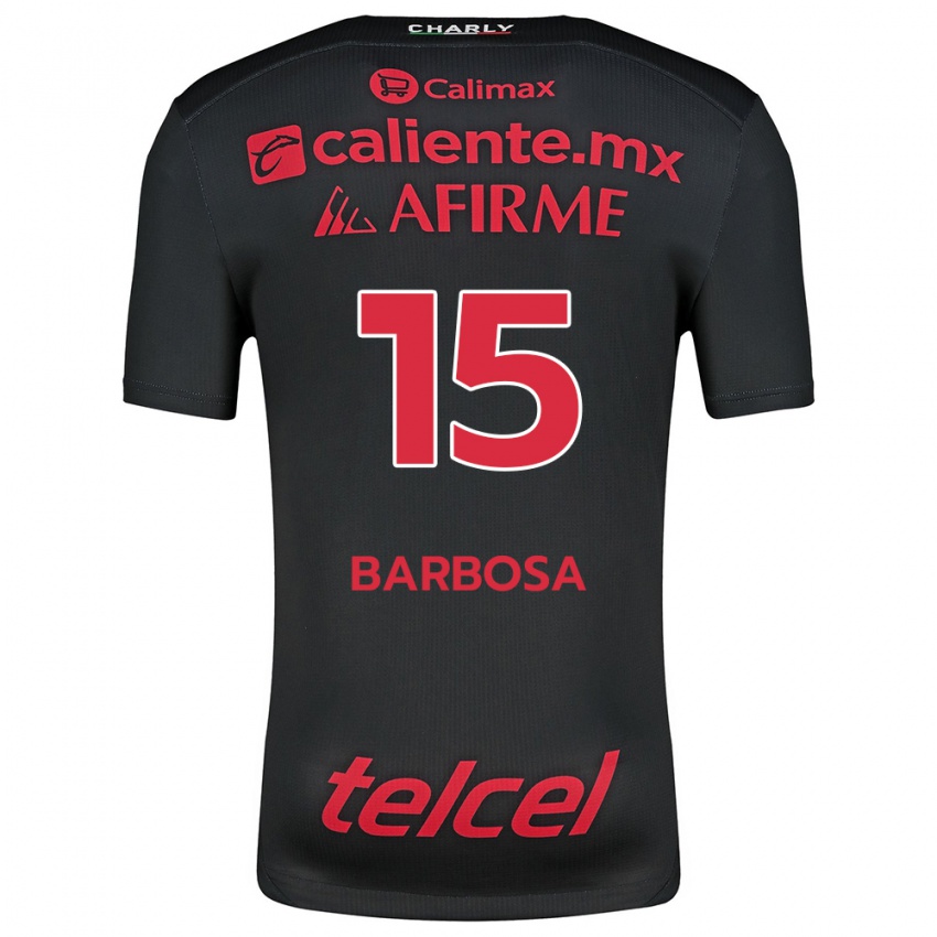 Niño Camiseta Diego Barbosa #15 Negro Rojo 1ª Equipación 2024/25 La Camisa Argentina