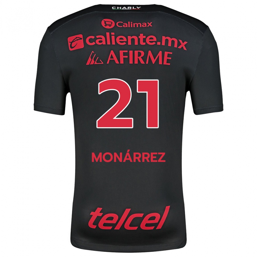 Niño Camiseta Fernando Monárrez #21 Negro Rojo 1ª Equipación 2024/25 La Camisa Argentina