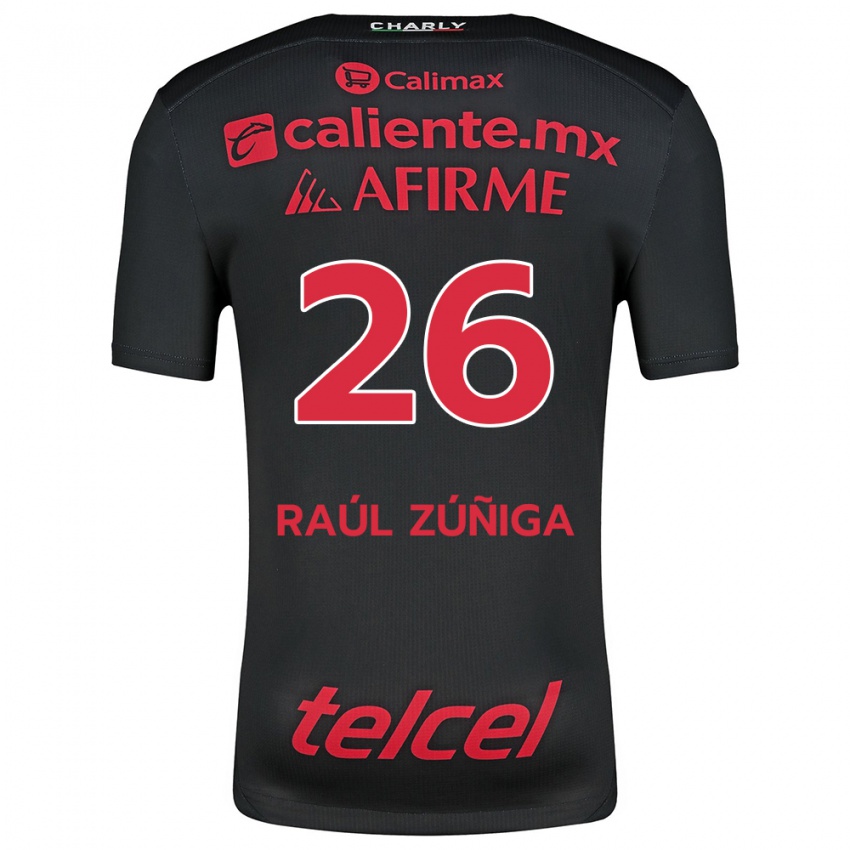 Niño Camiseta José Raúl Zúñiga #26 Negro Rojo 1ª Equipación 2024/25 La Camisa Argentina