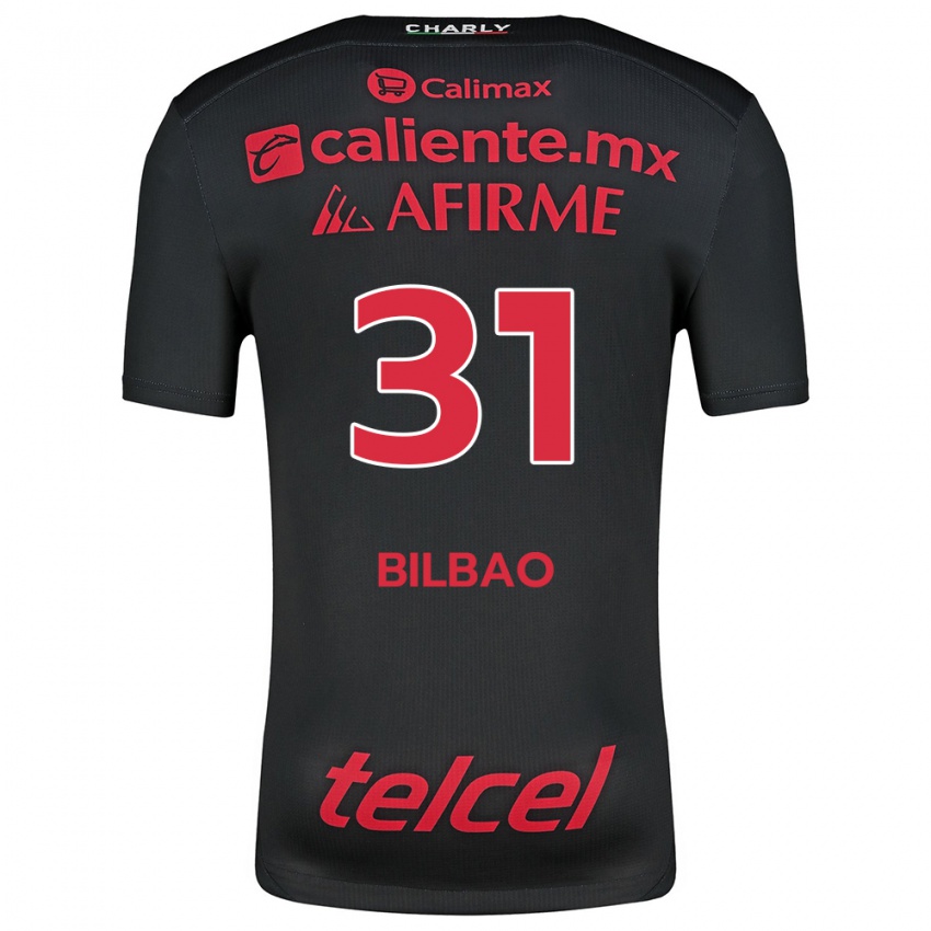 Niño Camiseta Unai Bilbao #31 Negro Rojo 1ª Equipación 2024/25 La Camisa Argentina