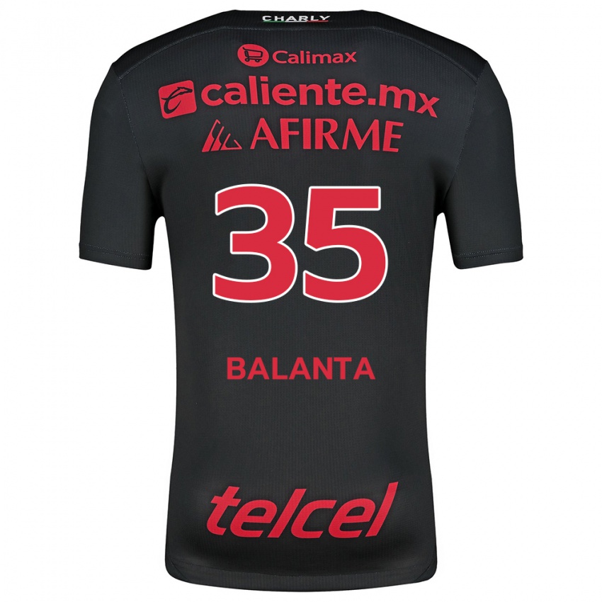 Niño Camiseta Kevin Balanta #35 Negro Rojo 1ª Equipación 2024/25 La Camisa Argentina