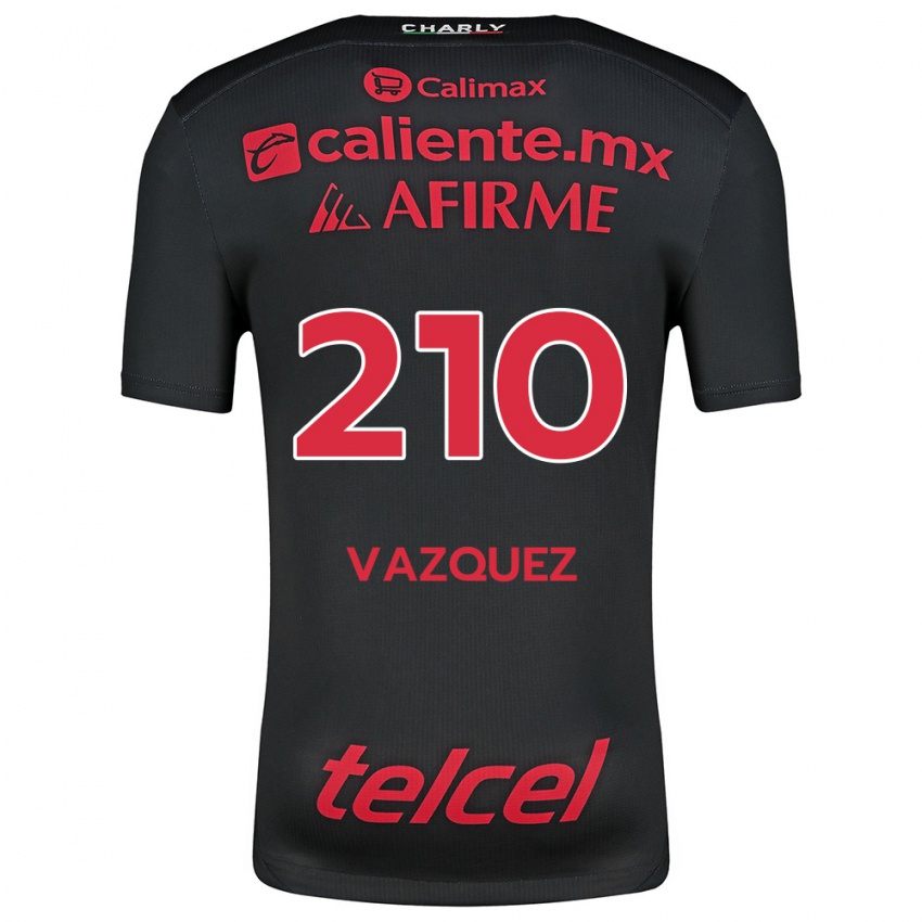 Niño Camiseta Daniel Vázquez #210 Negro Rojo 1ª Equipación 2024/25 La Camisa Argentina