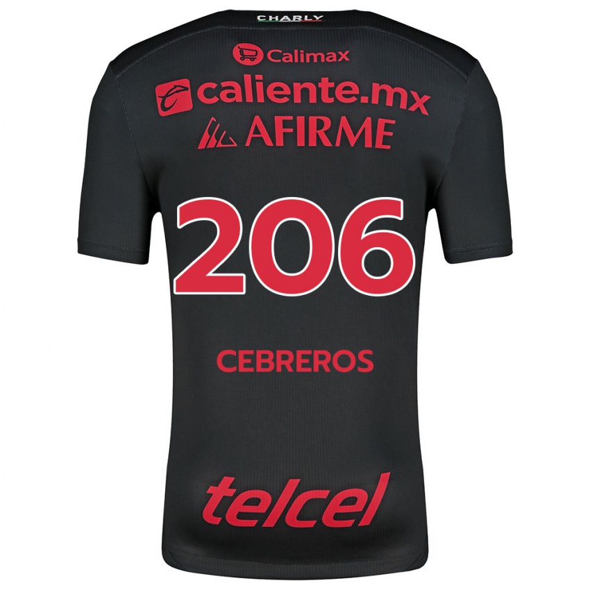 Niño Camiseta Luis Cebreros #206 Negro Rojo 1ª Equipación 2024/25 La Camisa Argentina