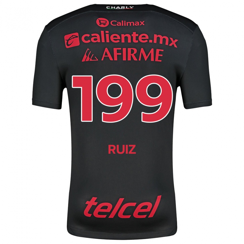 Niño Camiseta Emilio Ruiz #199 Negro Rojo 1ª Equipación 2024/25 La Camisa Argentina