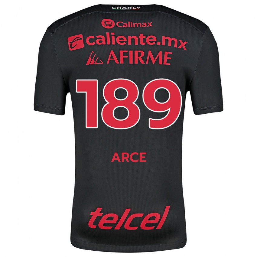 Niño Camiseta Diego Arce #189 Negro Rojo 1ª Equipación 2024/25 La Camisa Argentina