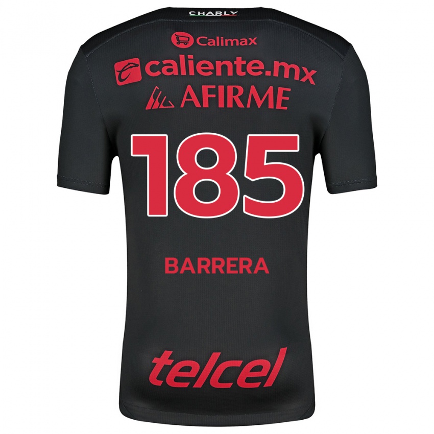 Niño Camiseta Geonathan Barrera #185 Negro Rojo 1ª Equipación 2024/25 La Camisa Argentina