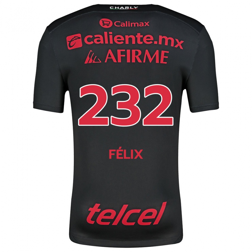 Niño Camiseta Erick Félix #232 Negro Rojo 1ª Equipación 2024/25 La Camisa Argentina