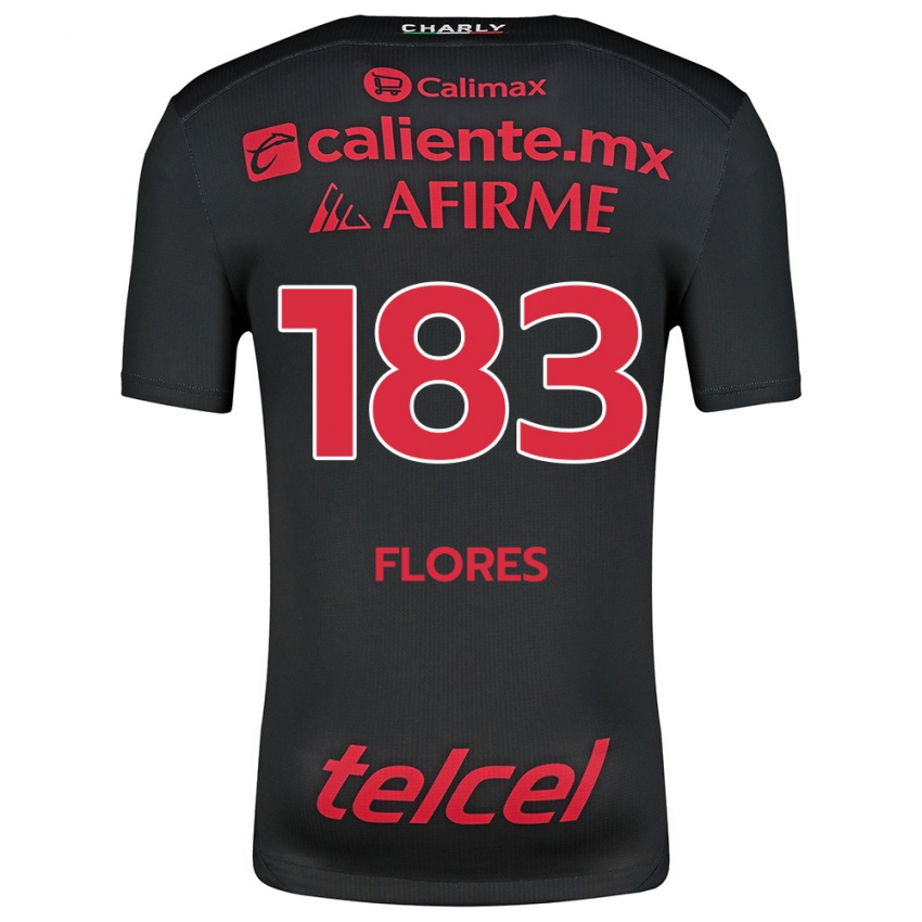 Niño Camiseta Abraham Flores #183 Negro Rojo 1ª Equipación 2024/25 La Camisa Argentina