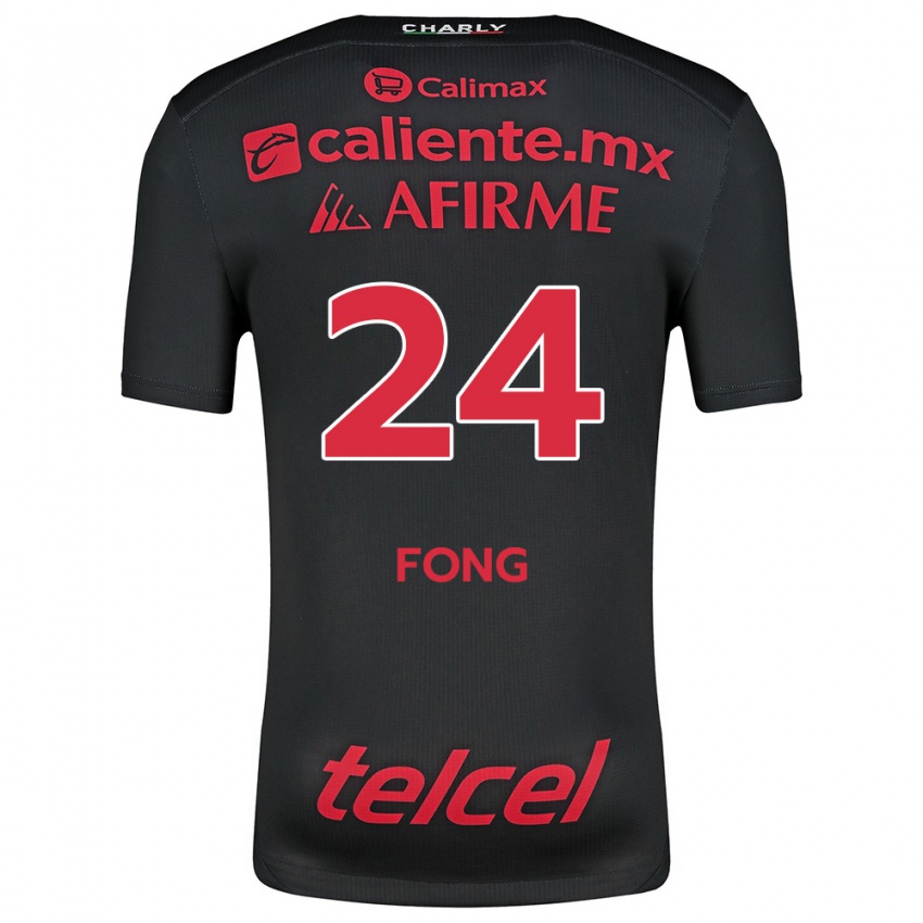 Niño Camiseta Michel Fong #24 Negro Rojo 1ª Equipación 2024/25 La Camisa Argentina