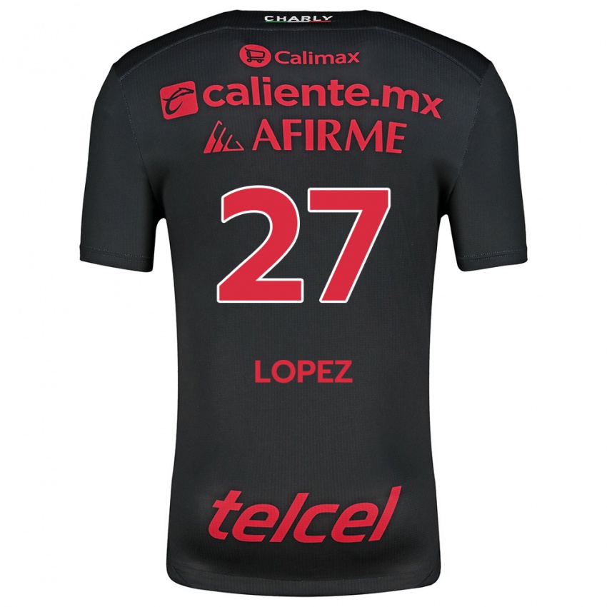 Niño Camiseta Victoria López #27 Negro Rojo 1ª Equipación 2024/25 La Camisa Argentina