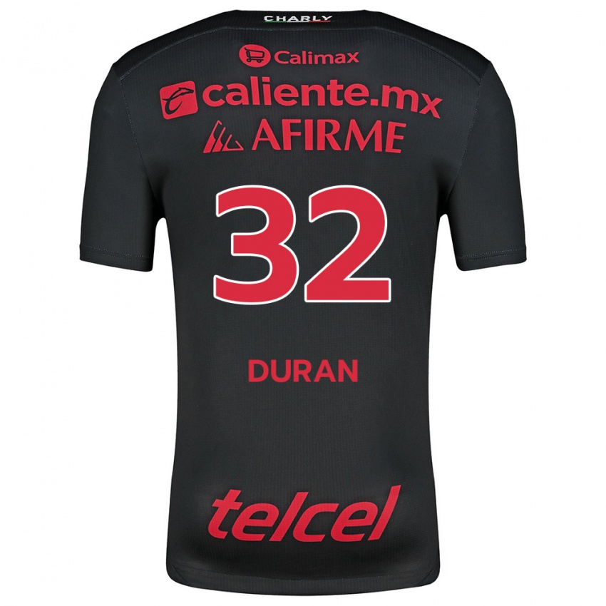 Niño Camiseta Ailed Duran #32 Negro Rojo 1ª Equipación 2024/25 La Camisa Argentina