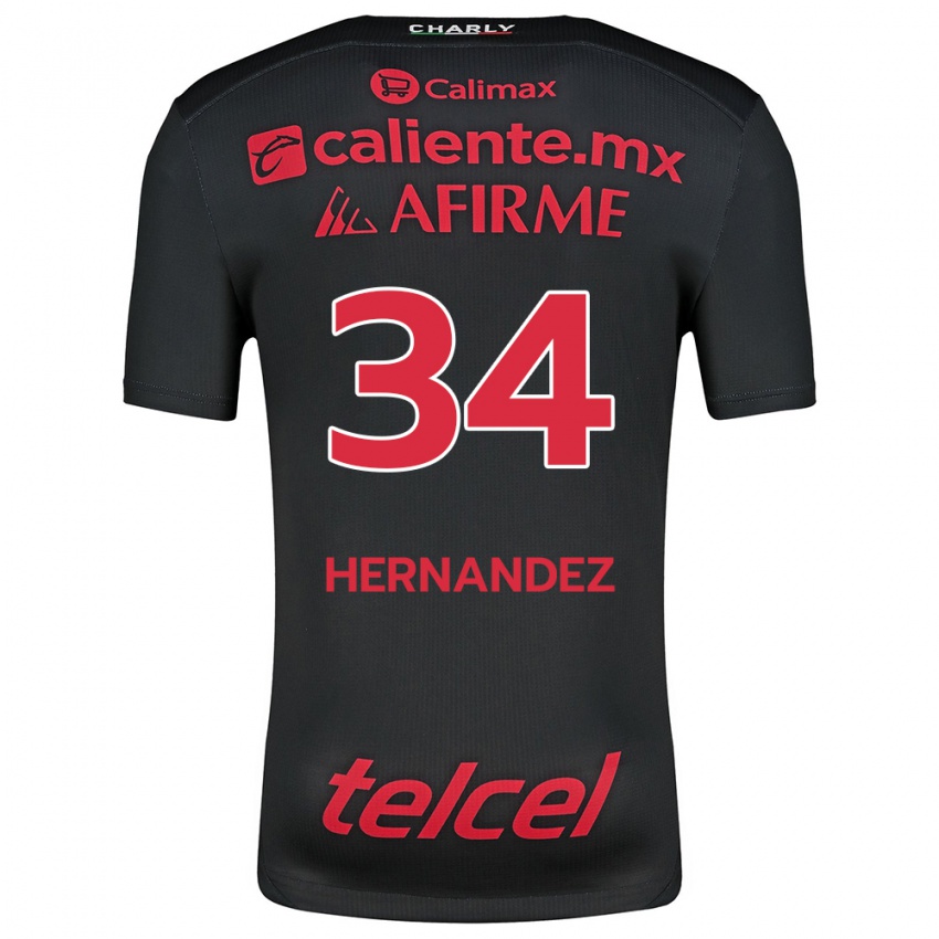 Niño Camiseta Kimberly Hernández #34 Negro Rojo 1ª Equipación 2024/25 La Camisa Argentina