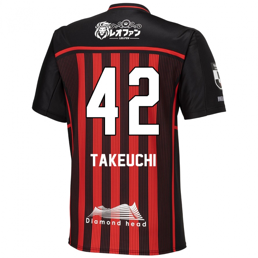 Niño Camiseta Ryuma Takeuchi #42 Negro Rojo 1ª Equipación 2024/25 La Camisa Argentina