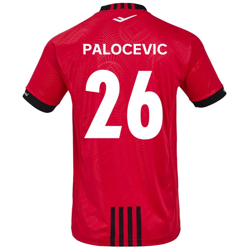 Niño Camiseta Aleksandar Palocevic #26 Negro Rojo 1ª Equipación 2024/25 La Camisa Argentina