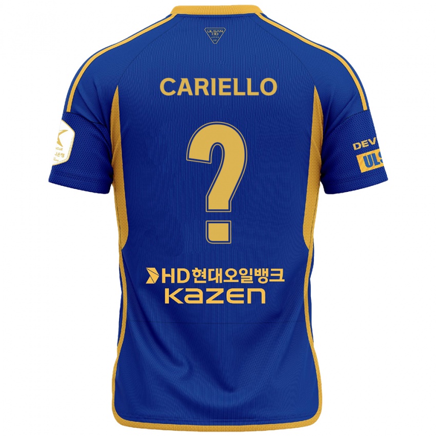 Niño Camiseta Yago Cariello #0 Azul Amarillo 1ª Equipación 2024/25 La Camisa Argentina