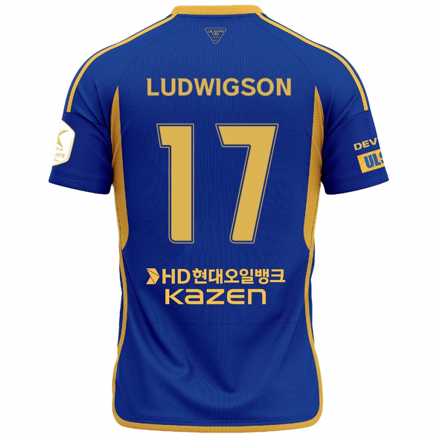 Niño Camiseta Gustav Ludwigson #17 Azul Amarillo 1ª Equipación 2024/25 La Camisa Argentina