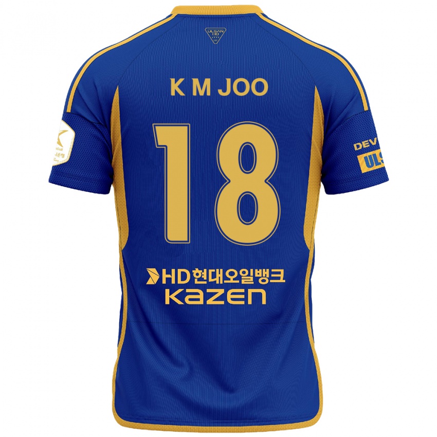 Niño Camiseta Min-Kyu Joo #18 Azul Amarillo 1ª Equipación 2024/25 La Camisa Argentina