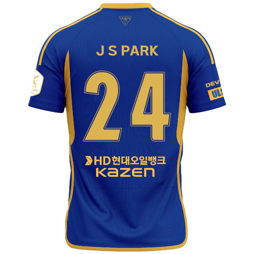 Niño Camiseta Sang-Jun Park #24 Azul Amarillo 1ª Equipación 2024/25 La Camisa Argentina