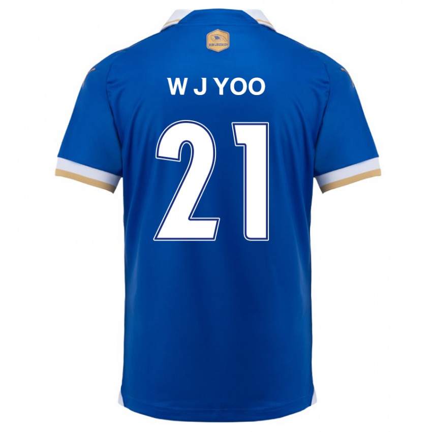 Niño Camiseta Jin-Wook Yoo #21 Azul Blanco 1ª Equipación 2024/25 La Camisa Argentina