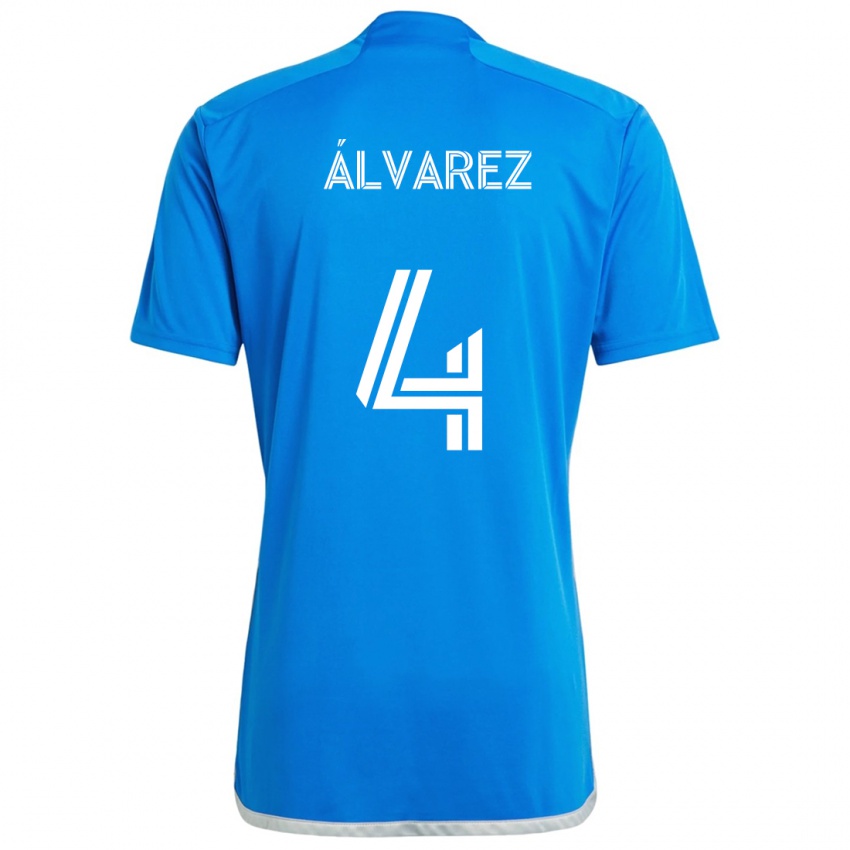 Niño Camiseta Fernando Álvarez #4 Azul Blanco 1ª Equipación 2024/25 La Camisa Argentina