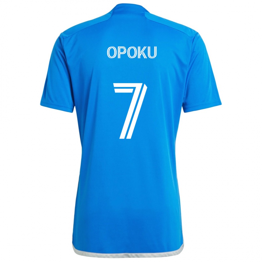 Niño Camiseta Kwadwo Opoku #7 Azul Blanco 1ª Equipación 2024/25 La Camisa Argentina