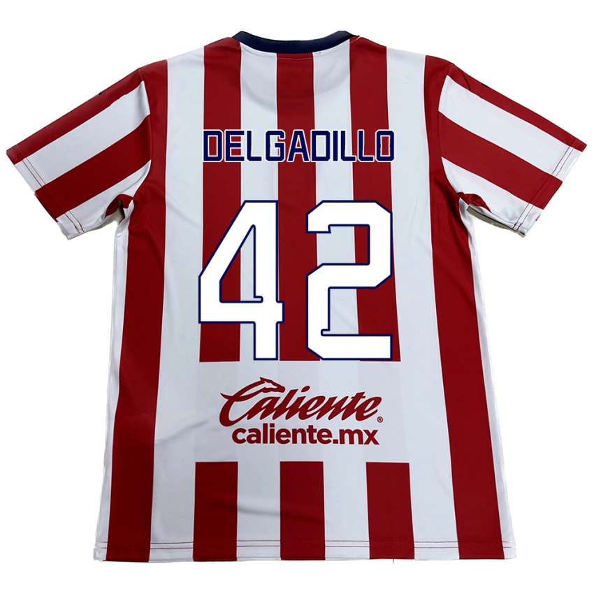 Niño Camiseta Diego Delgadillo #42 Rojo Blanco 1ª Equipación 2024/25 La Camisa Argentina