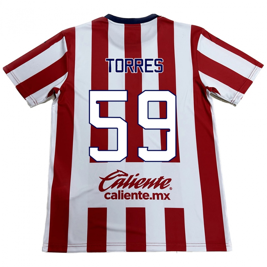 Niño Camiseta Christian Torres #59 Rojo Blanco 1ª Equipación 2024/25 La Camisa Argentina