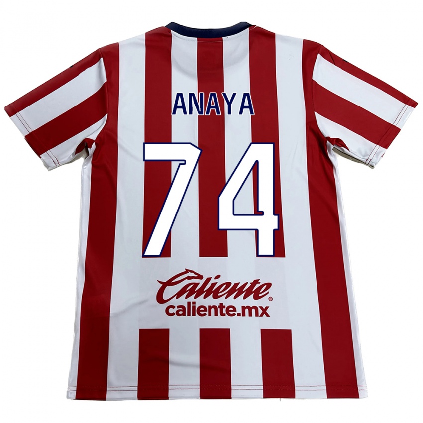 Niño Camiseta Mario Anaya #74 Rojo Blanco 1ª Equipación 2024/25 La Camisa Argentina