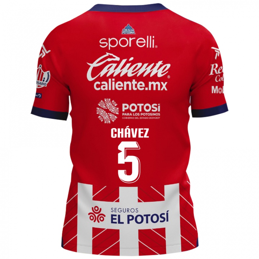 Niño Camiseta Ricardo Chávez #5 Rojo Blanco 1ª Equipación 2024/25 La Camisa Argentina