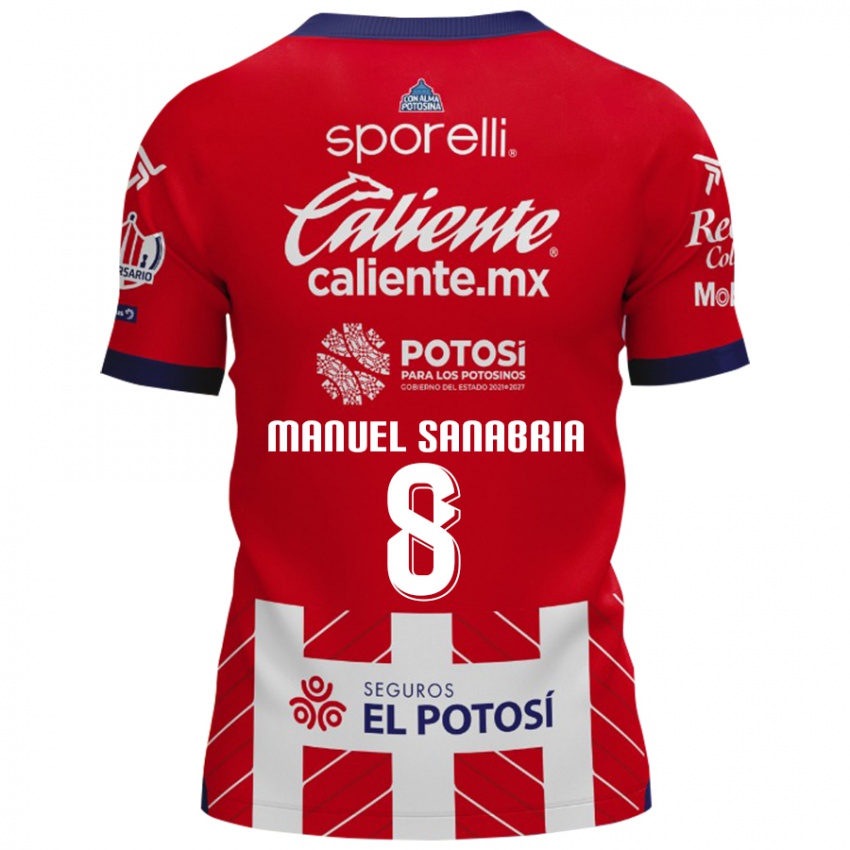 Niño Camiseta Juan Manuel Sanabria #8 Rojo Blanco 1ª Equipación 2024/25 La Camisa Argentina