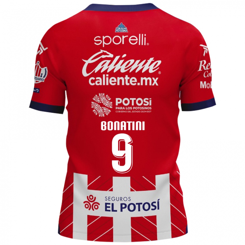 Niño Camiseta Leo Bonatini #9 Rojo Blanco 1ª Equipación 2024/25 La Camisa Argentina