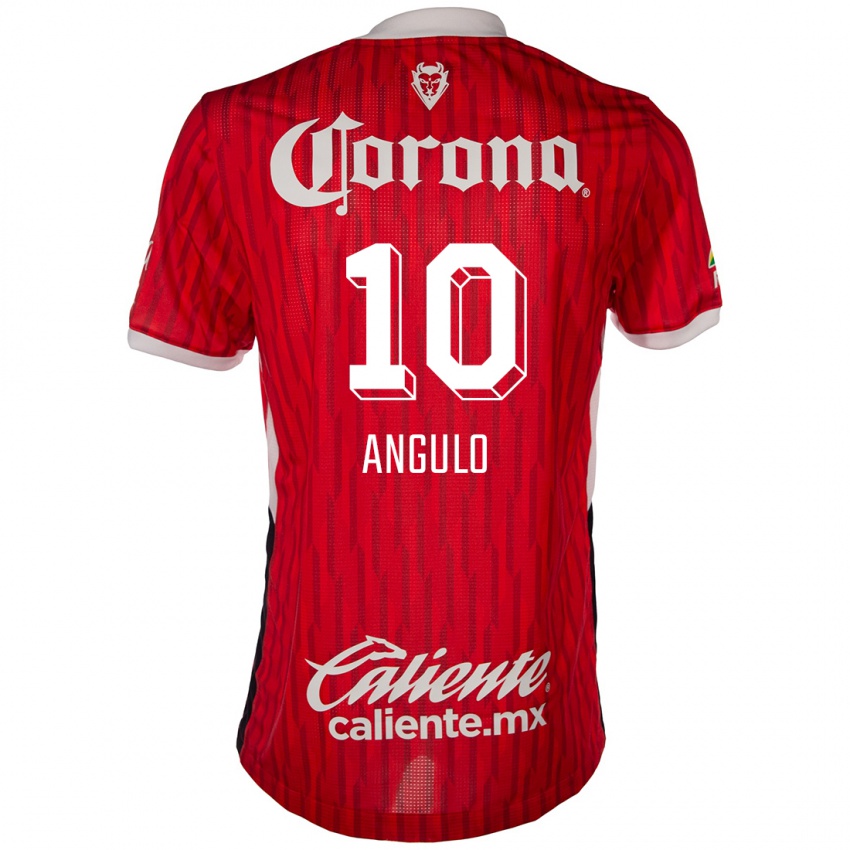 Niño Camiseta Jesús Angulo #10 Rojo Blanco 1ª Equipación 2024/25 La Camisa Argentina