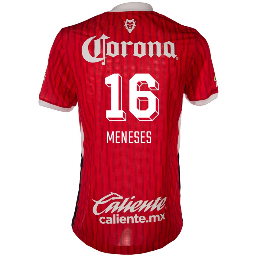 Niño Camiseta Jean Meneses #16 Rojo Blanco 1ª Equipación 2024/25 La Camisa Argentina